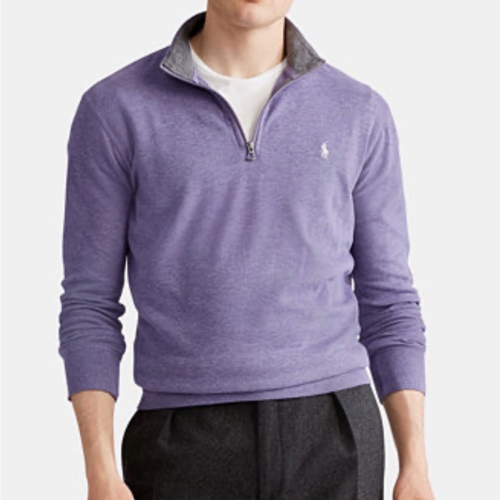 Polo Ralph Lauren Men’s Jersey Quarter Zip Pull Over Purple‎ Size XL